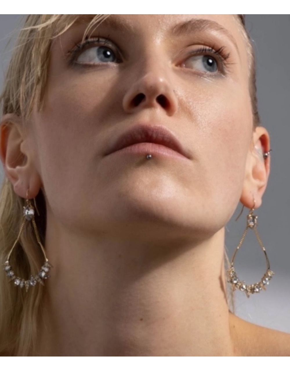 ALEXIS BITTAR NEW Gold Mosaic Thorny Spiked Orbiting Crystal CZ Chain Earrings